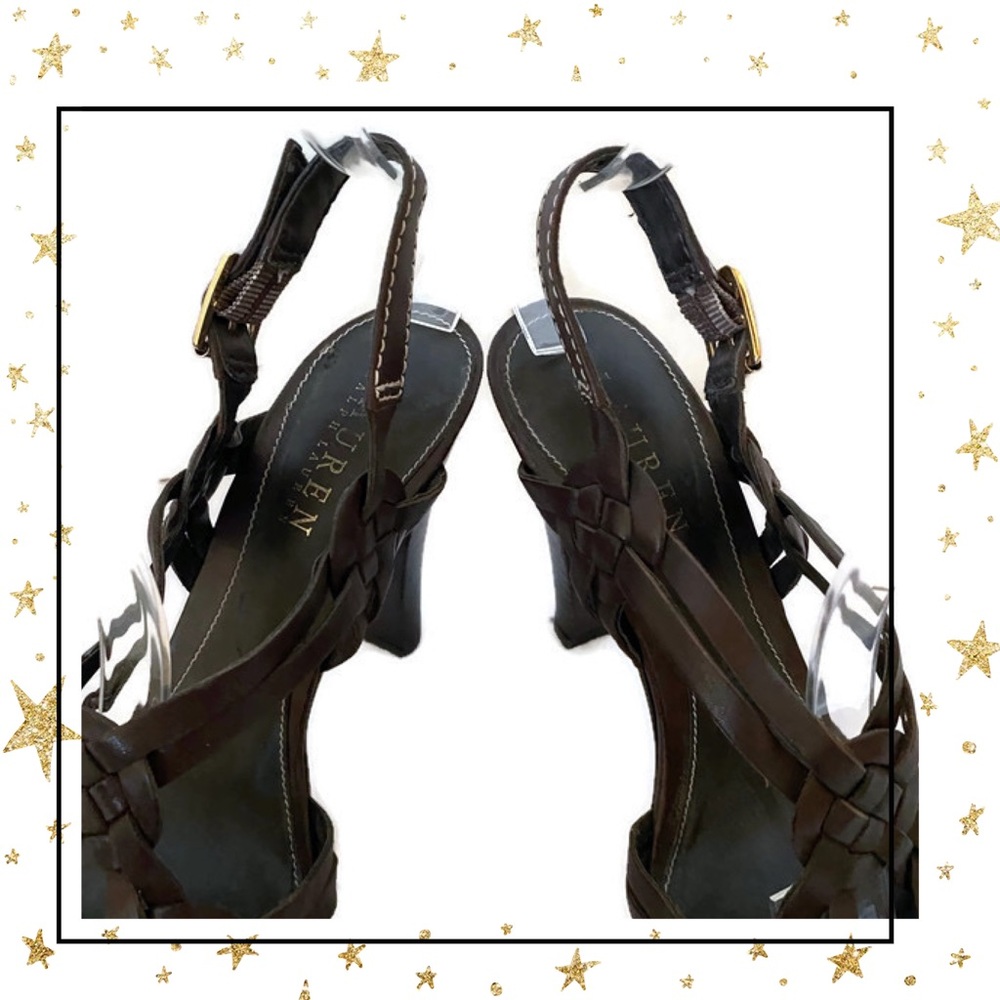 Lauren by Ralph Lauren Brown Leather Heels 7.5 - Picture 3 of 7